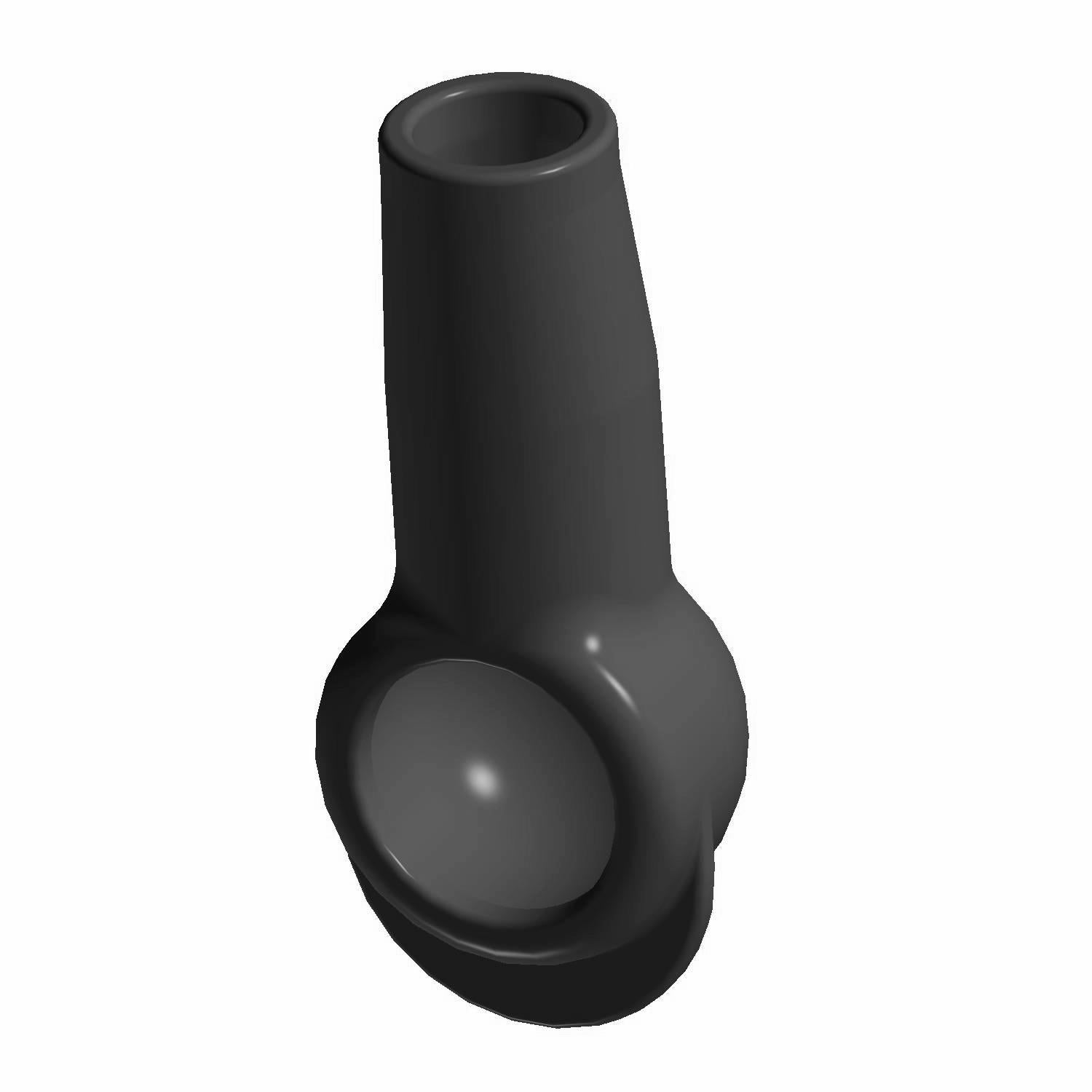 Black rubber boot with a cylindrical top and rounded base designed for sealing or protecting components.
