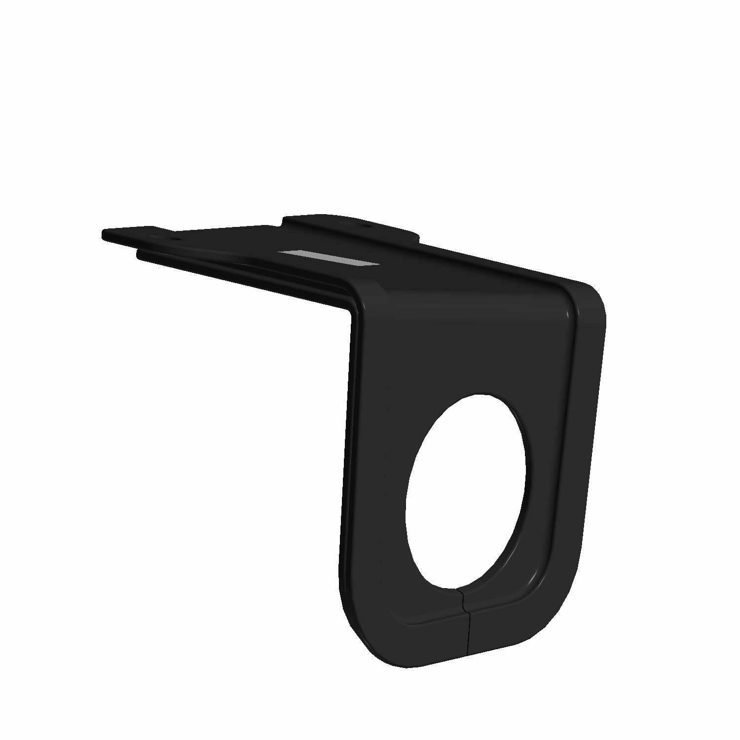 Black L-shaped rear closeoff plug with circular hole, made for Polaris UTV models.
