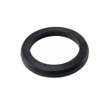 Black circular wheel spacer centering ring with a smooth finish and beveled edges.