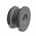 Black cylindrical exhaust hanger isolator with flanged ends and central hole.