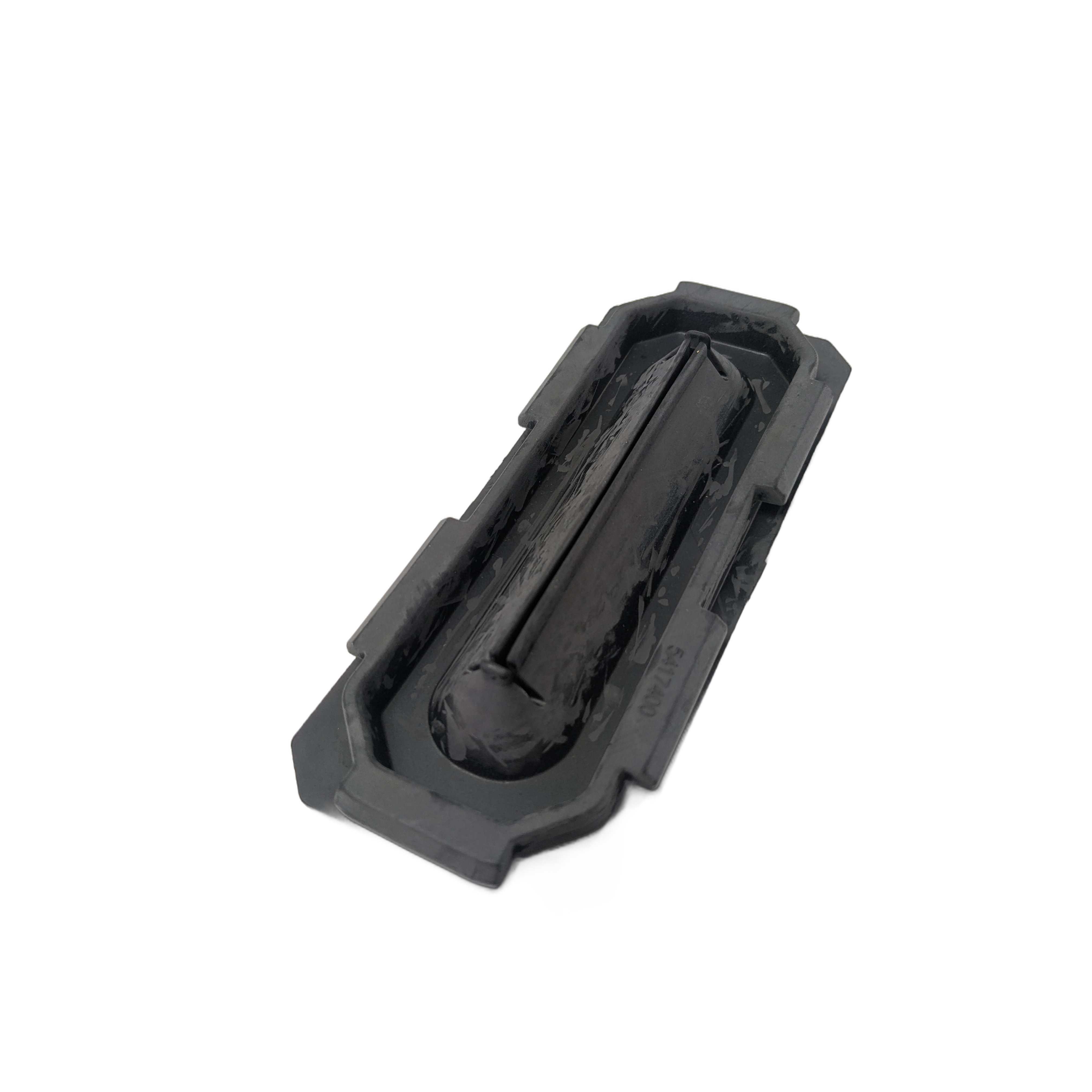 Black rubber Polaris shifter boot with a rectangular shape and tapered central groove.