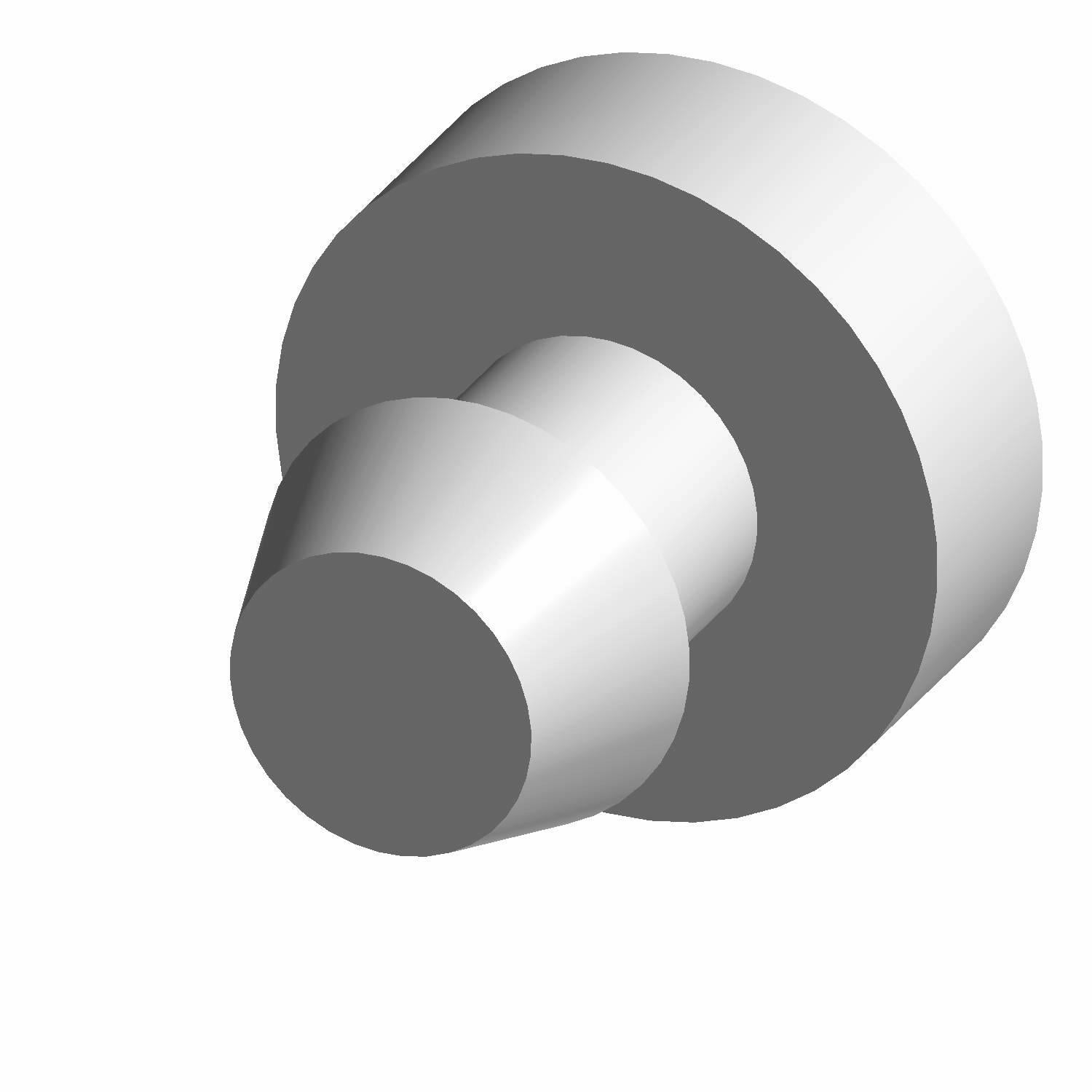 Gray cylindrical bumper rubber with stepped design and flat circular base.