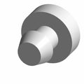 Gray cylindrical bumper rubber with stepped design and flat circular base.