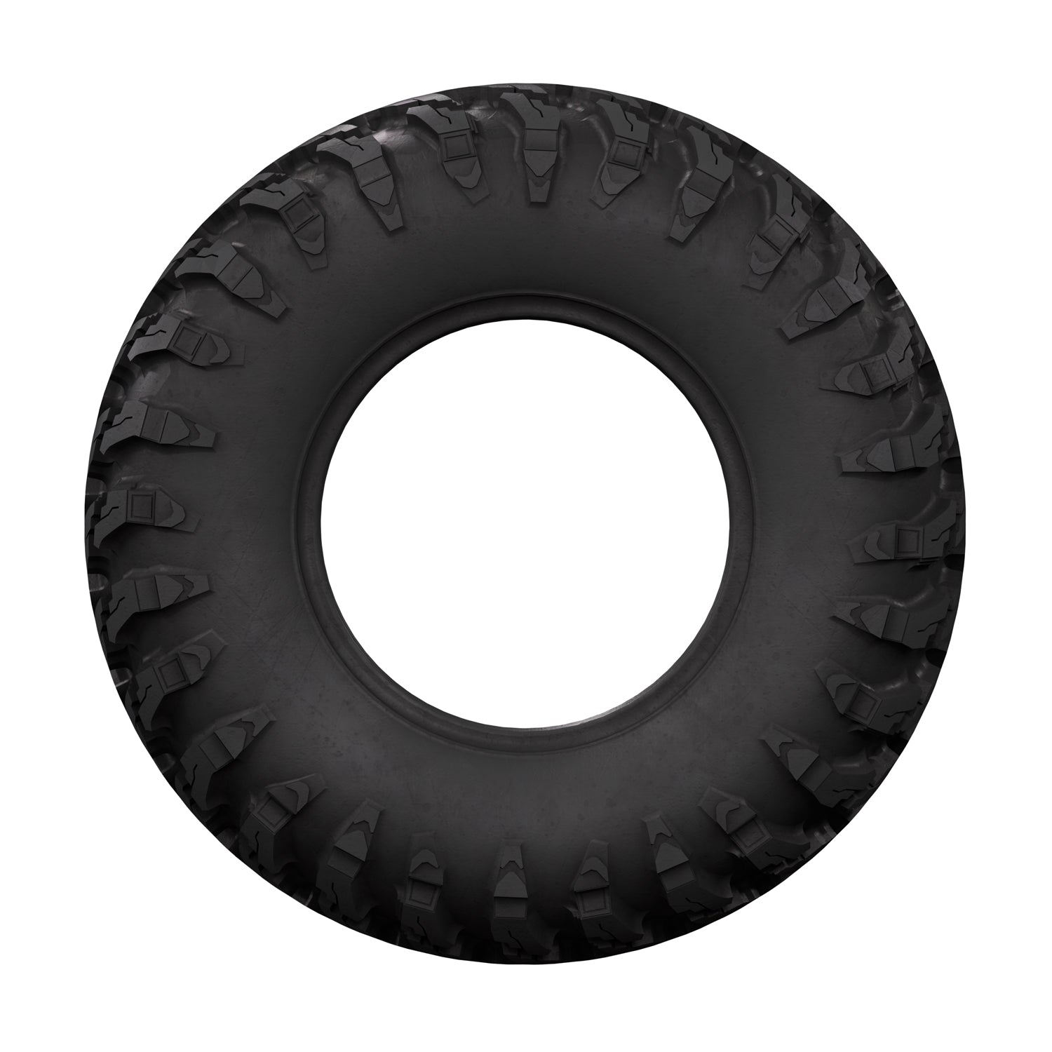 Black front tire with deep, aggressive tread pattern designed for off-road vehicles, size 29x9.00-14.