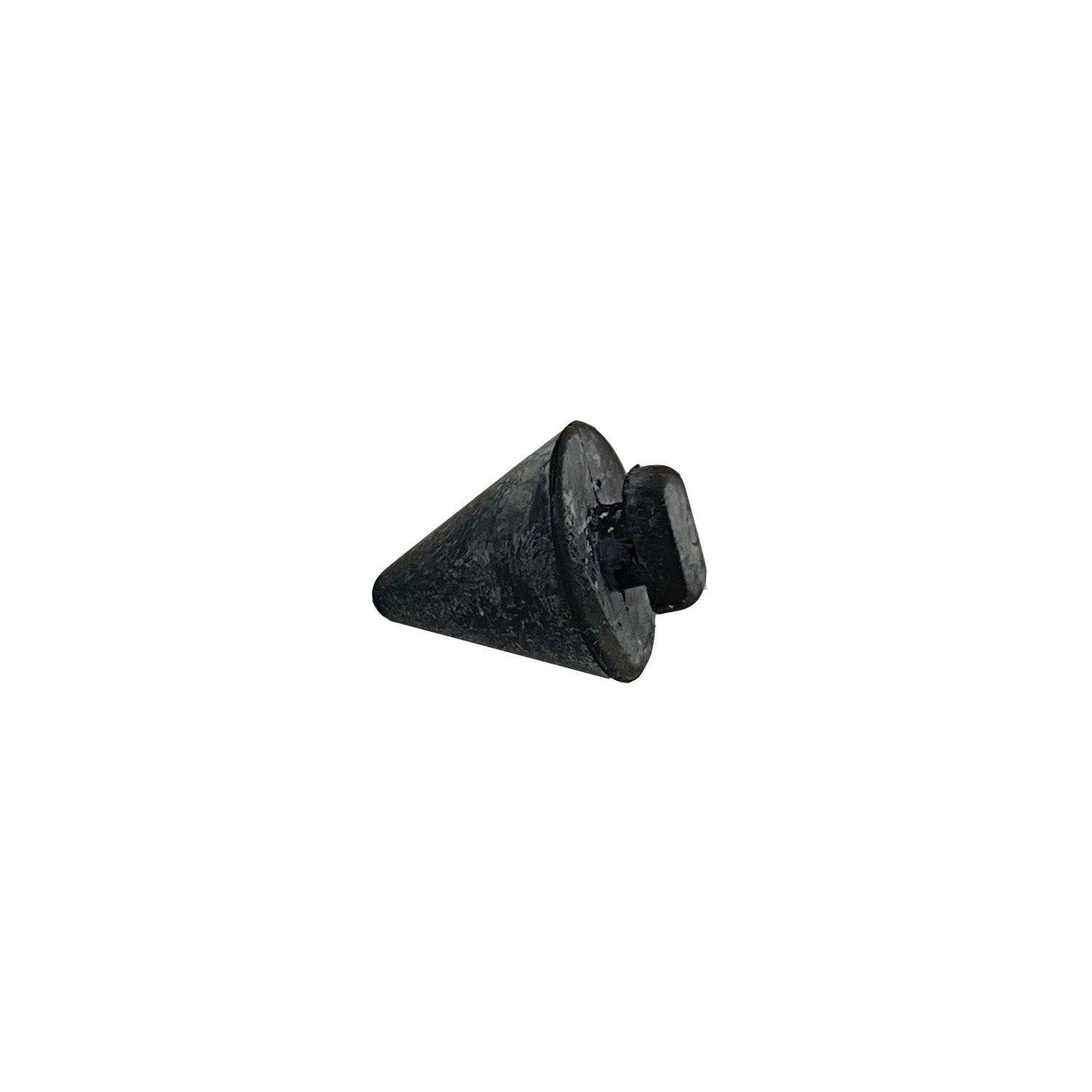 Black rubber bumper tailgate with conical shape and flat mounting base.