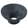 Black rubber greaseless ball joint boot with a flared, funnel shape and central hole.