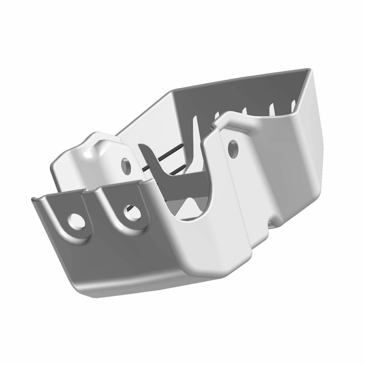 White molded plastic ROPS tube pad with mounting holes and contoured design for offroad vehicle protection.