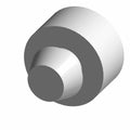 Black rubber bumper with stepped cylindrical shape and flat base.