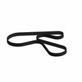 Black rubber alternator stretch belt with smooth texture and looped design for Polaris UTV HVAC system.