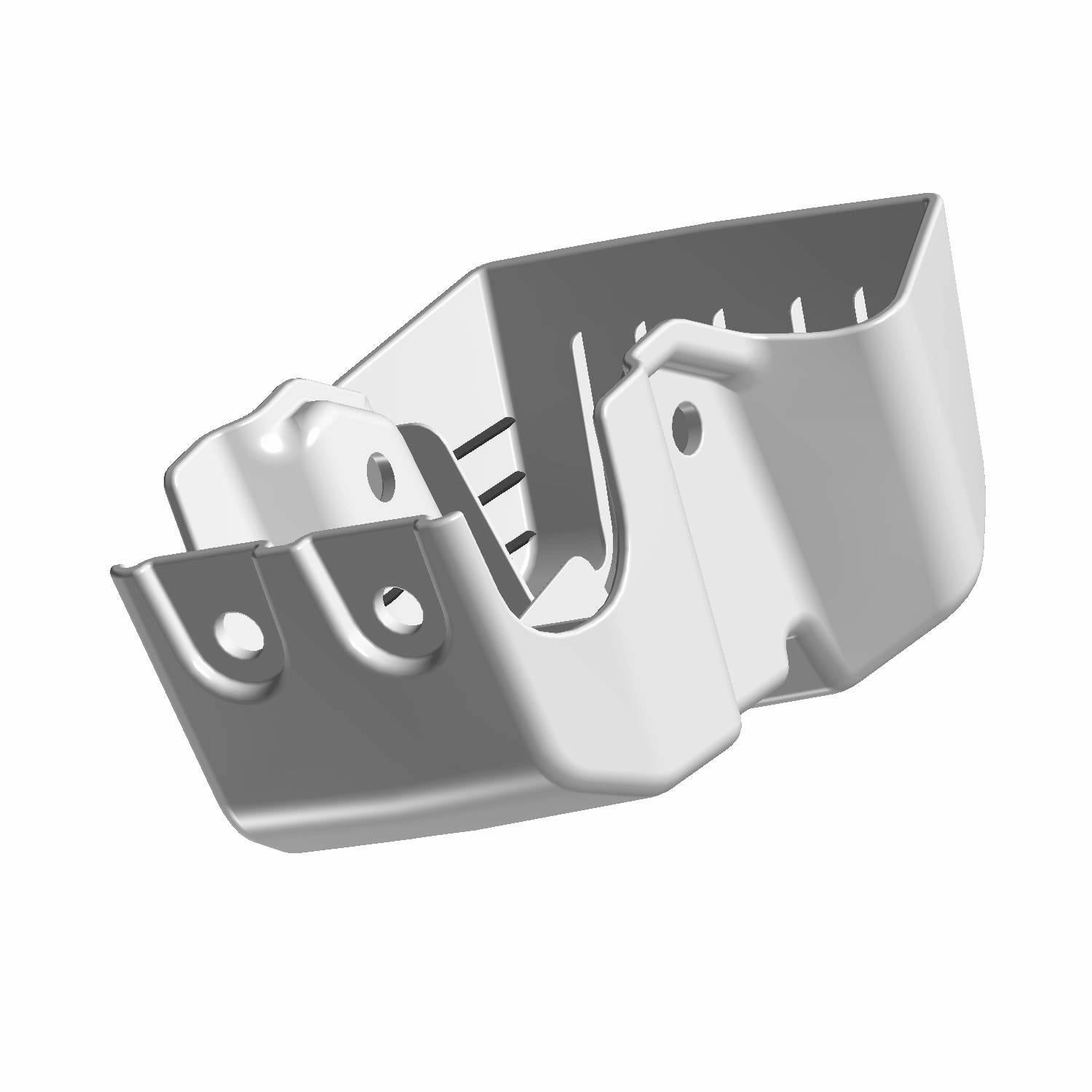 Gray molded plastic ROPS tube pad with multiple mounting holes and reinforced edges.