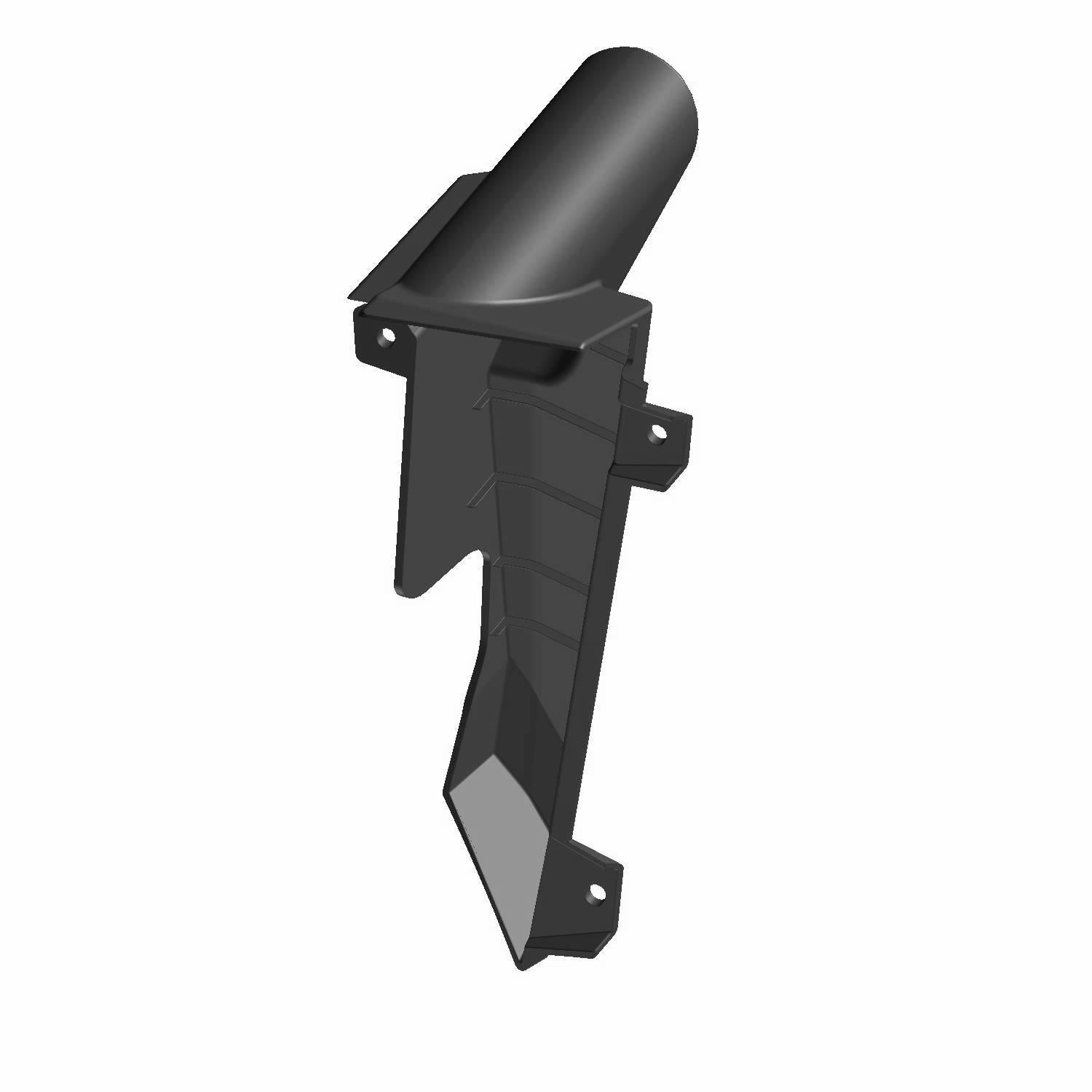 Black plastic B pillar cover with angled top and mounting holes designed for offroad vehicle use.