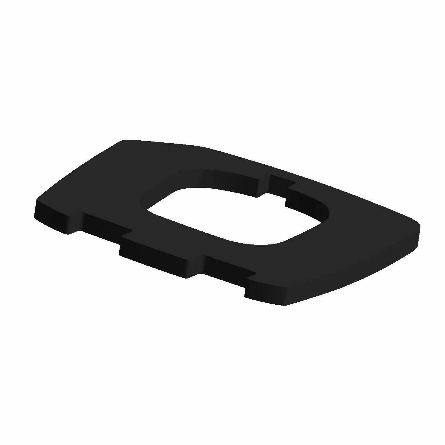 Black rectangular rubber door seal with a central cutout and small notches on the edges.