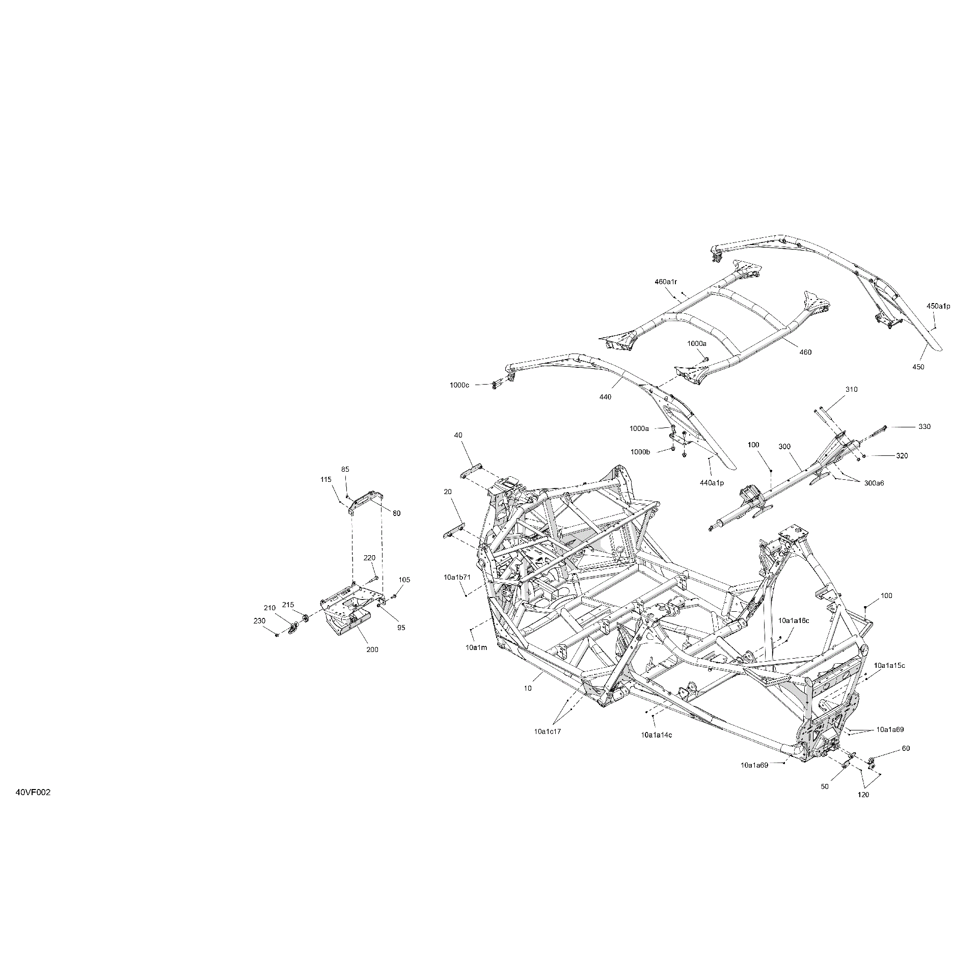 An Image of a Genuine Can-Am Parts Schematic Diagram showing the schematic - FRAME - SYSTEM