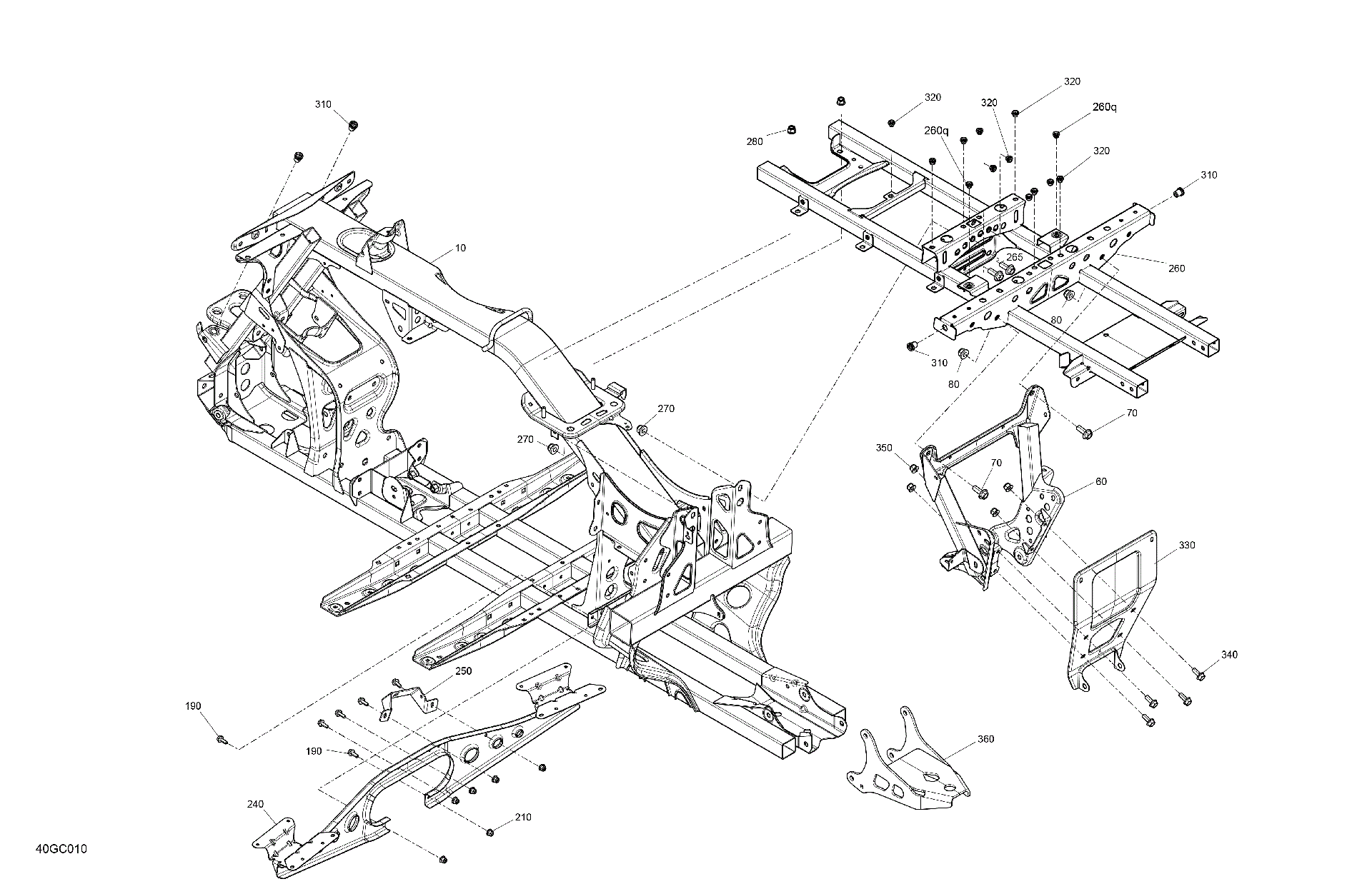 An Image of a Genuine Can-Am Parts Schematic Diagram showing the schematic - FRAME - SYSTEM