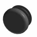Black ribbed round plug end cap with smooth flat top, designed for .88-inch diameter openings.