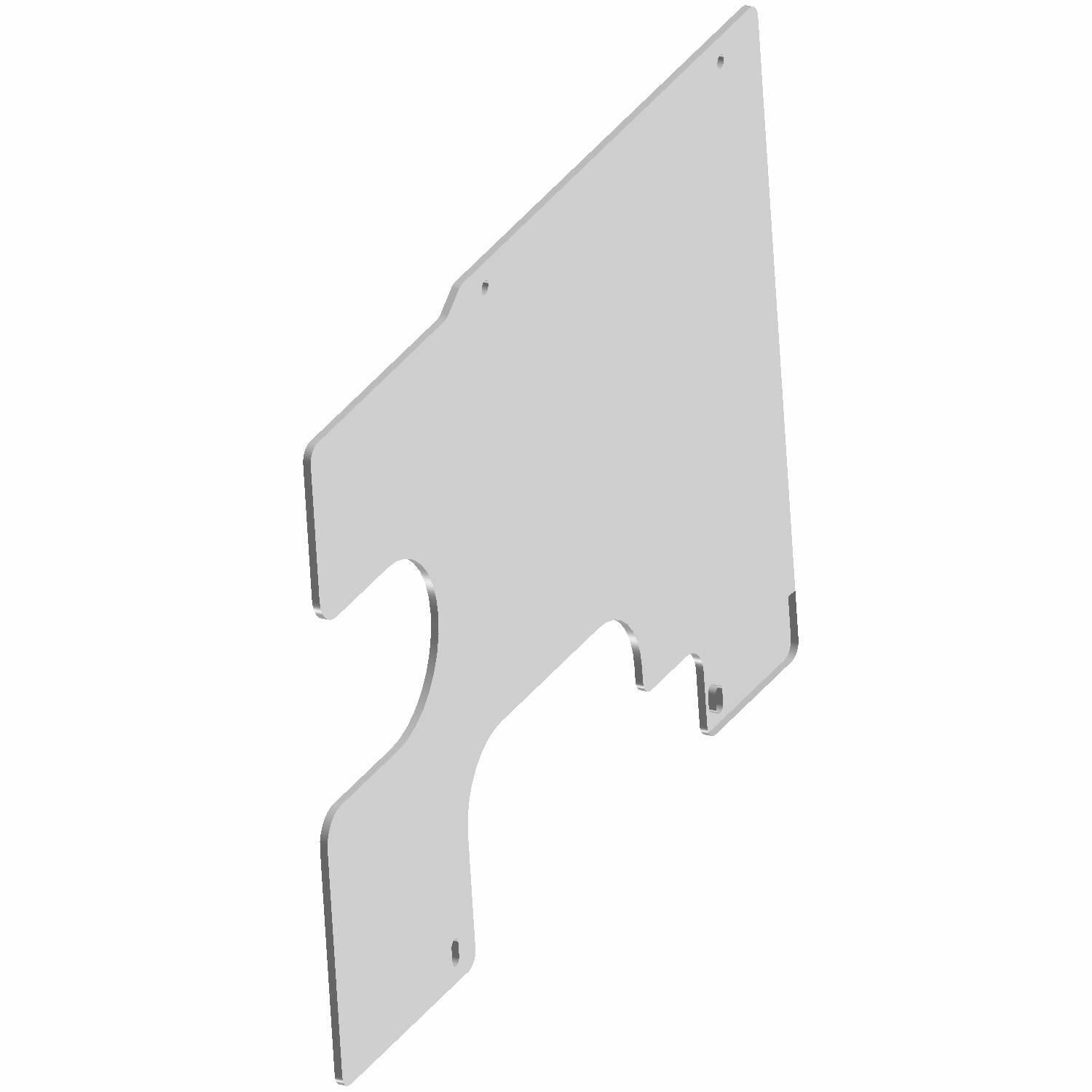 Gray metal wheel well panel with angular cutouts and mounting holes designed for offroad UTV use.