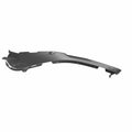 Black curved lower saddlebag panel for left side of motorcycle, smooth finish, mounting points visible.