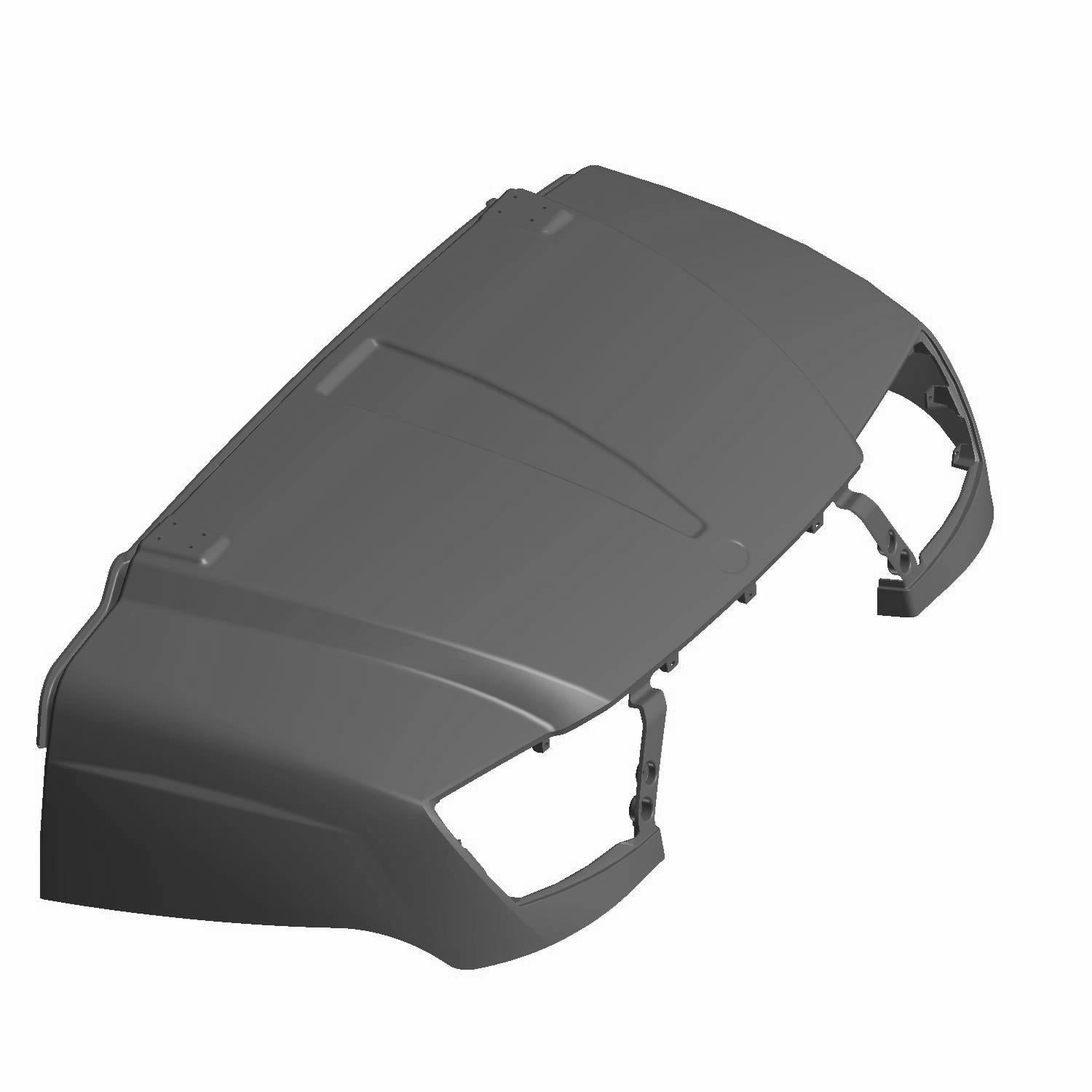 Matte black molded hood panel with angular design and cutouts for lights, made for Polaris UTV.