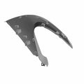 Glossy black curved outer leg fairing with mounting tabs for right side of motorcycle.