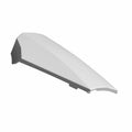 Smooth silver right side fuel door panel with angular, aerodynamic shape for motorcycle.