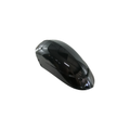 Glossy black curved front half fender for motorcycle, smooth aerodynamic design.