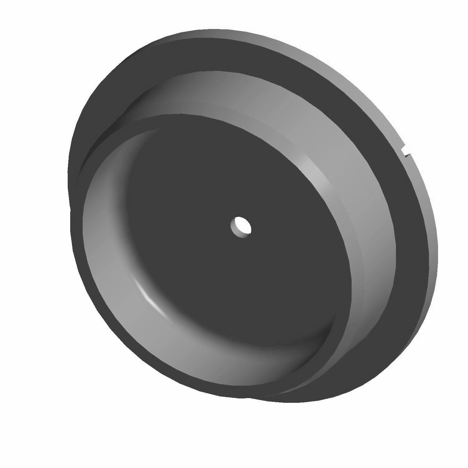 Black circular reservoir ring brake with central hole and raised outer edge design.