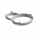 Two gray circular gauge bezel rings with evenly spaced mounting tabs, designed for motorcycle dashboards.