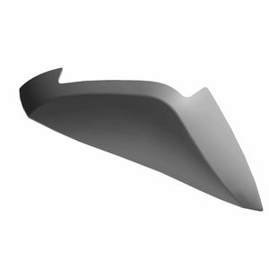 Matte titanium left side cover for motorcycle with smooth curved design.