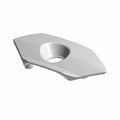 Silver metallic saddlebag lock bezel with angular edges and central circular opening.