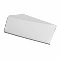 Glossy white left storage door panel with smooth angular design for motorcycle.