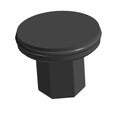 Black plastic headlight adjustment knob with a round, flat top and a hexagonal base.
