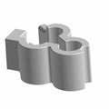 Silver-gray metal brake line clip with curved grooves and rectangular base for securing hardlines.