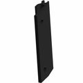 Black rectangular plastic brake line retainer with clips and holes for mounting.