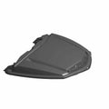 Matte black angular motorcycle trunk lid panel with contoured edges and mounting points.