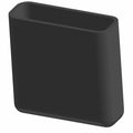 Black rectangular rubber cap plug with rounded edges and smooth surface.
