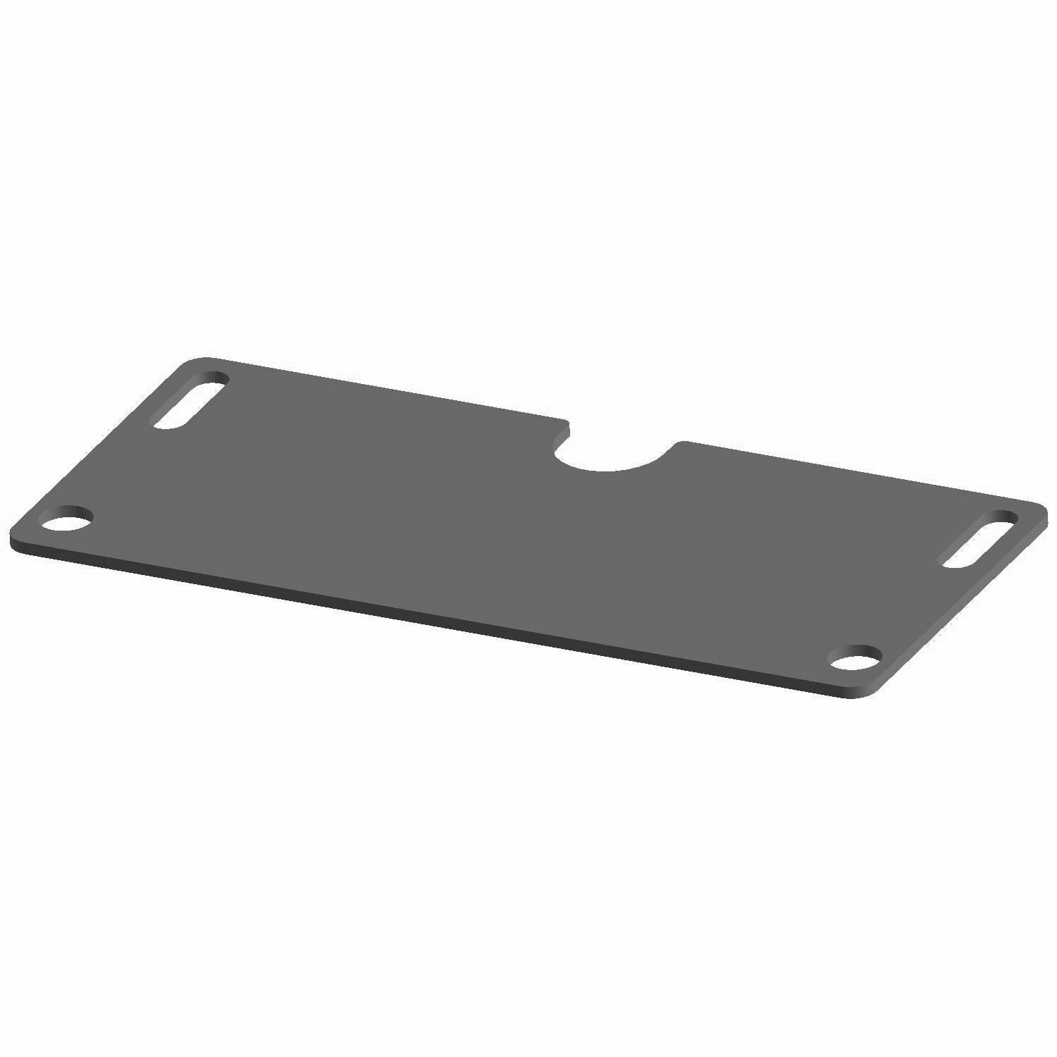 Black rectangular molded plastic skid plate with rounded corners and mounting slots on sides.