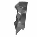 Right black molded plastic speaker housing panel with angular vent details and mounting points.