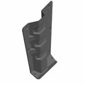 Black molded plastic rear floor panel center with textured surface and mounting holes.