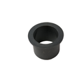 Black cylindrical flanged rubber backrest bushing with hollow center and smooth surface.