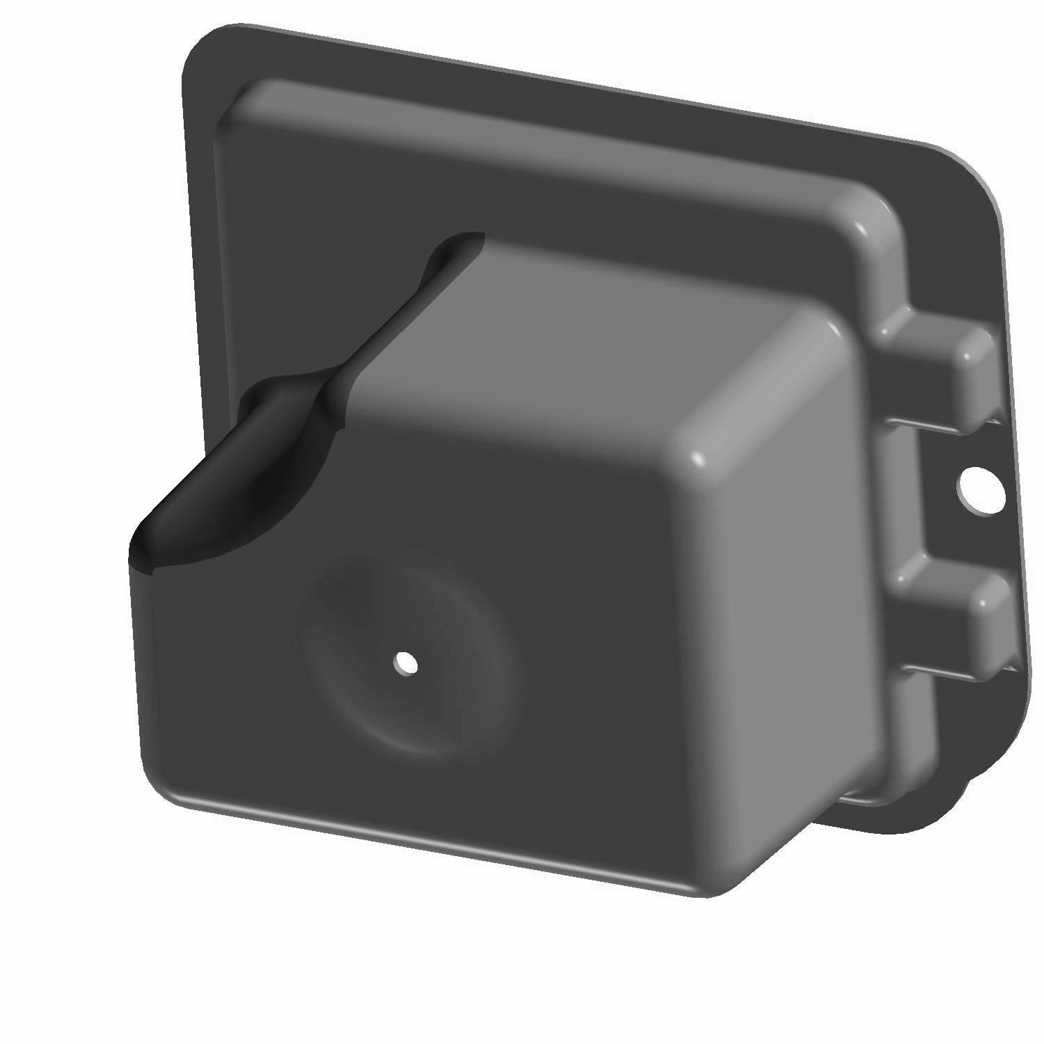 Black rectangular storage tub with mounting holes, designed for Polaris Ranger UTV.