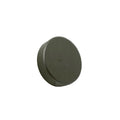 Black round clutch button with smooth matte finish, 0.75 inch diameter.