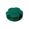 Green plastic fuel tank cap for diesel Polaris UTV with embossed text and grip tabs.