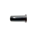 Black cylindrical stabilizer tube bushing with a flanged end made of smooth durable material.