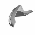 Glossy gray plastic motorcycle right outer fairing with aerodynamic contours and mounting points.