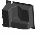 Gloss black center storage box for Polaris Ranger with angular molded design and mounting holes.