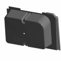 Matte black plastic storage box with curved front and mounting flange on back side.