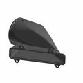 Black plastic air inlet clutch duct with angled rectangular opening and mounting holes.
