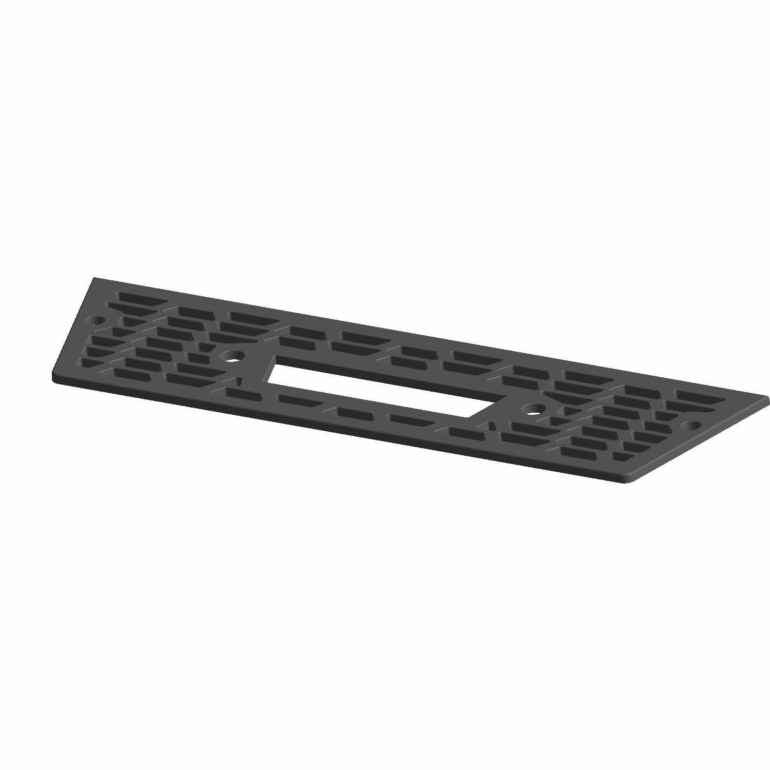 Gloss black upper bumper screen with rectangular vent slots and central cutout for Polaris Ranger models.