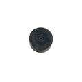Black cylindrical clutch button with a central hole, made of durable rubber material.