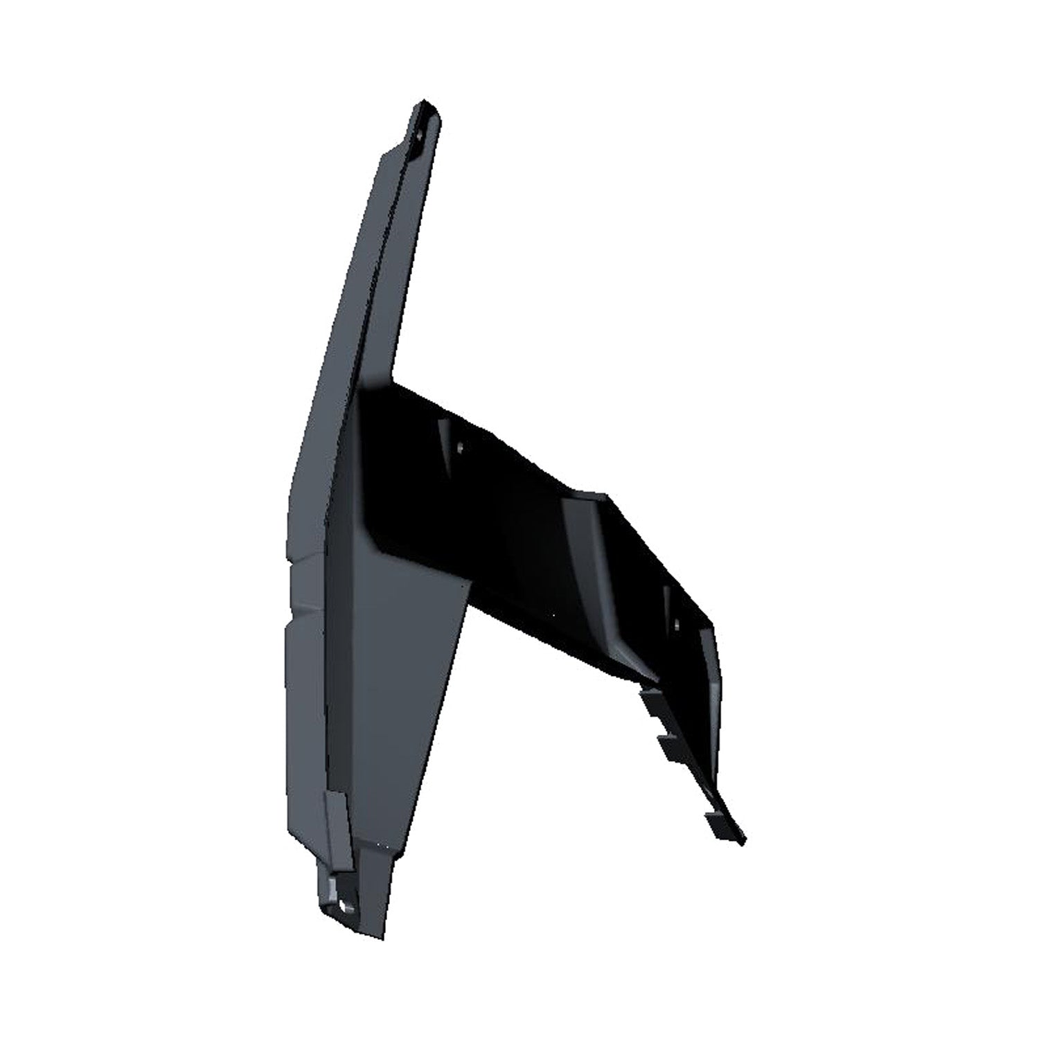 Gloss black right fender flare with angular design for Polaris offroad vehicles.